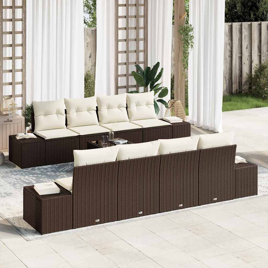 Garten-Sofa-Set 7 pcs Braun und Creme 55 x 55 x 37 cm